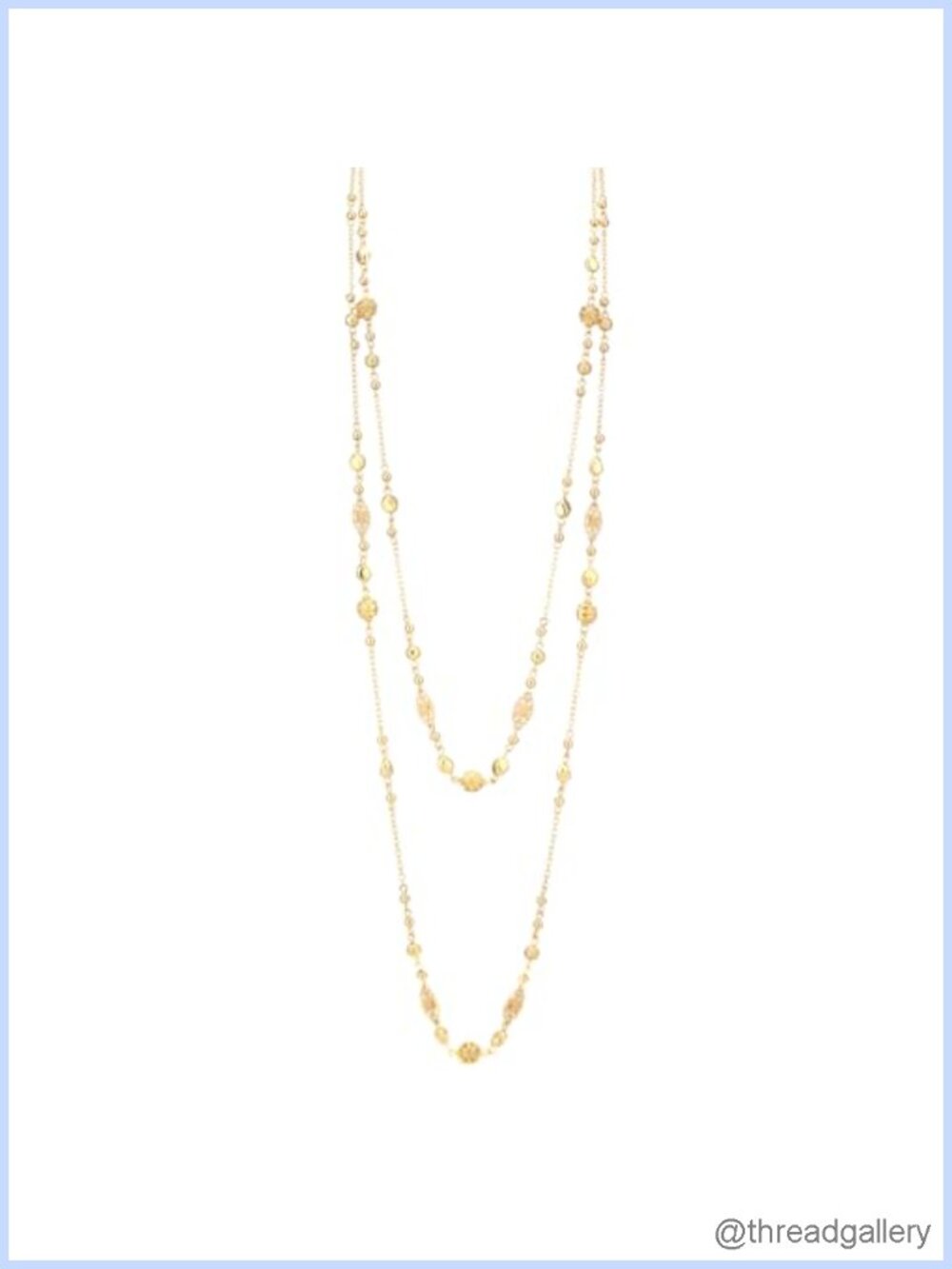Gold Plated Long Layered Necklace Natural Stone Beaded